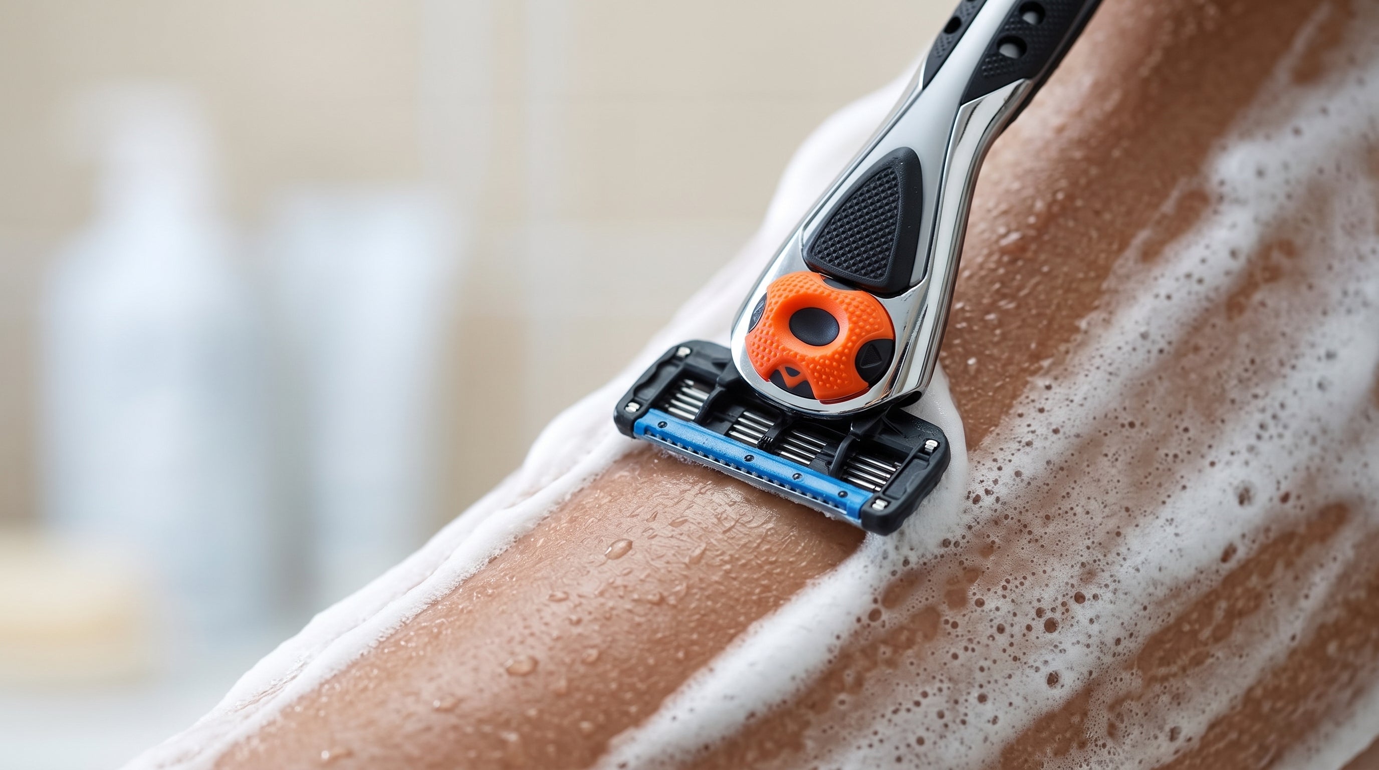 Glat barbering uden knopper med ShaveSafe. AI-genereret billede.