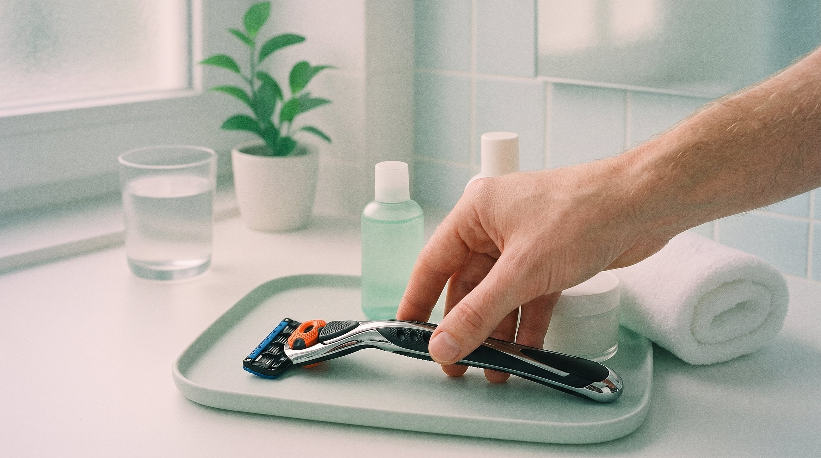 Skraber til sensitiv hud fra ShaveSafe. AI-genereret billede.