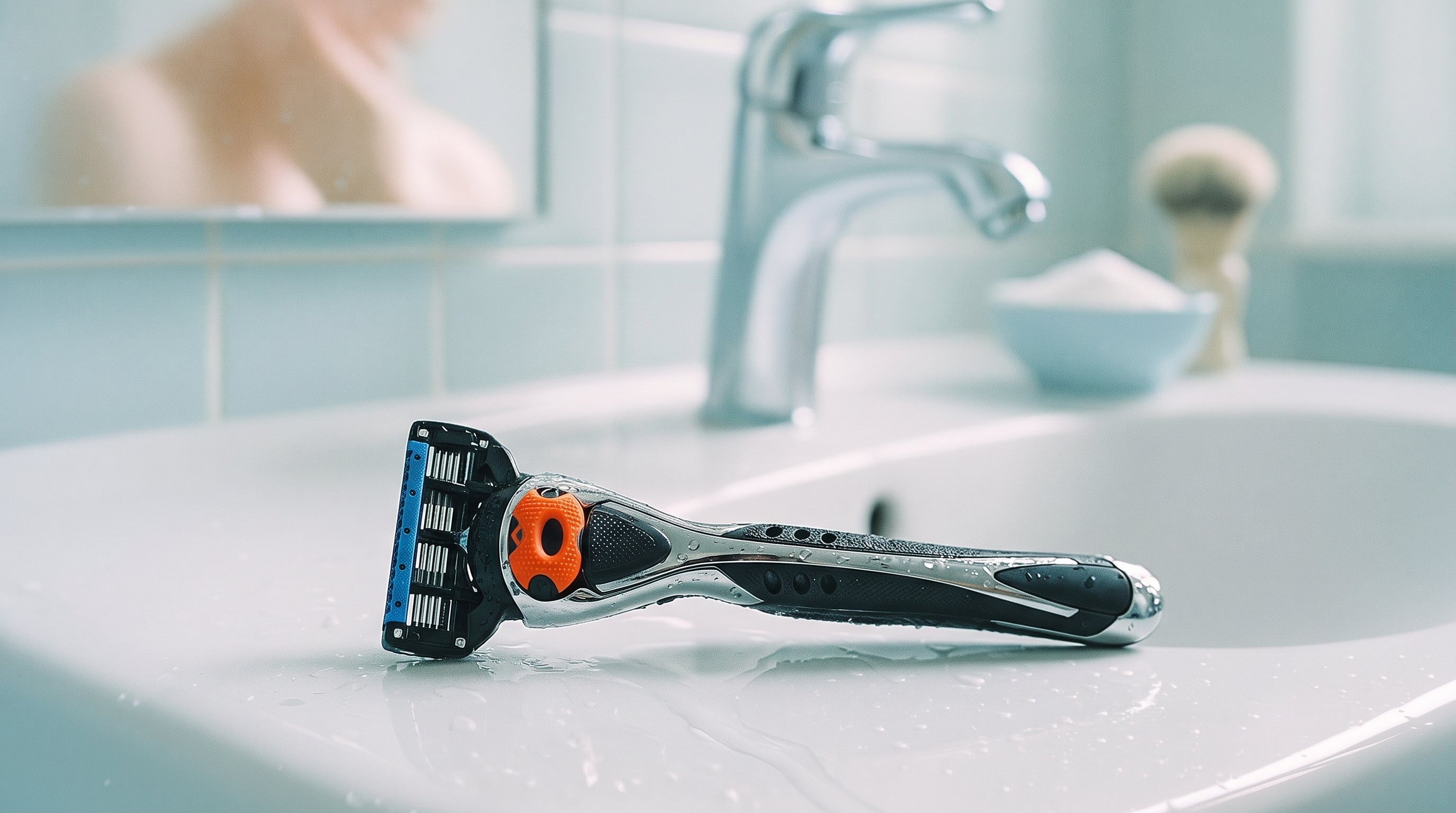 ShaveSafe skraber med fem blade. AI-genereret billede.