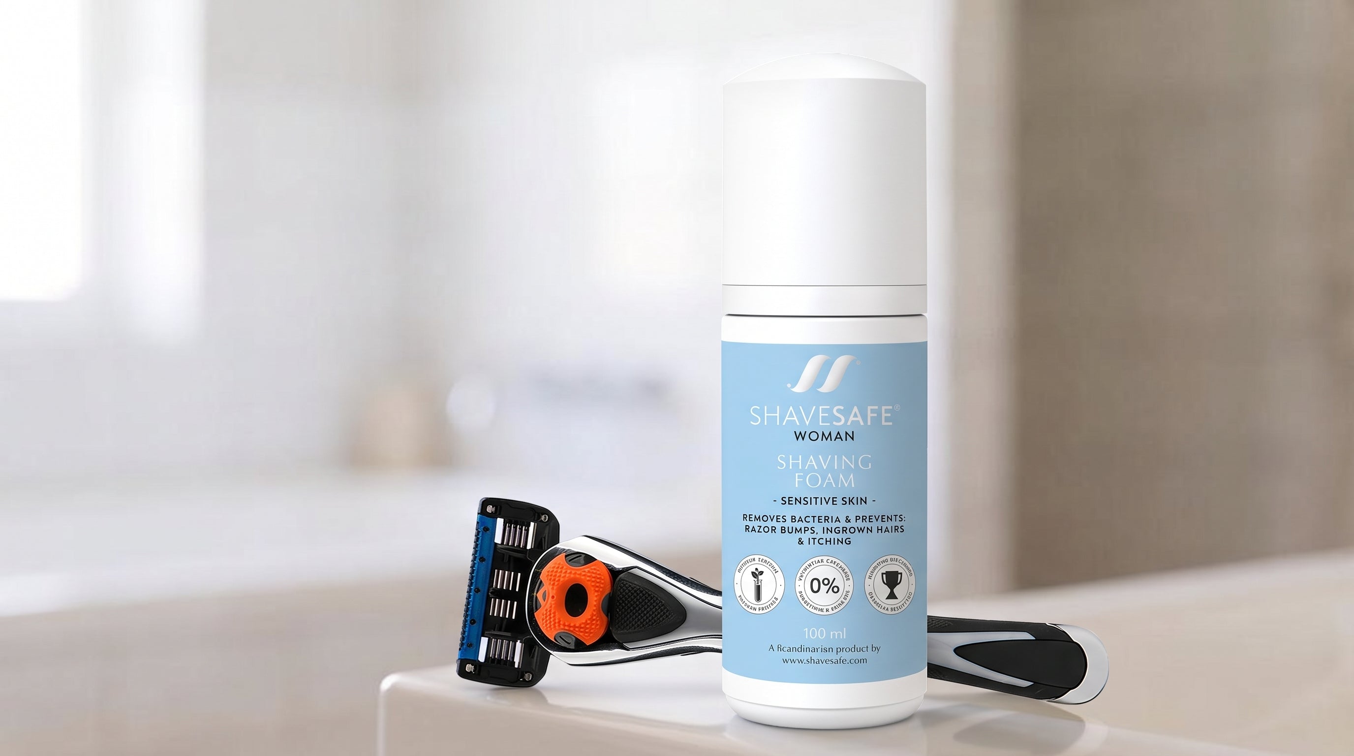 Barbergel til bikinilinjen fra ShaveSafe. AI-genereret billede.