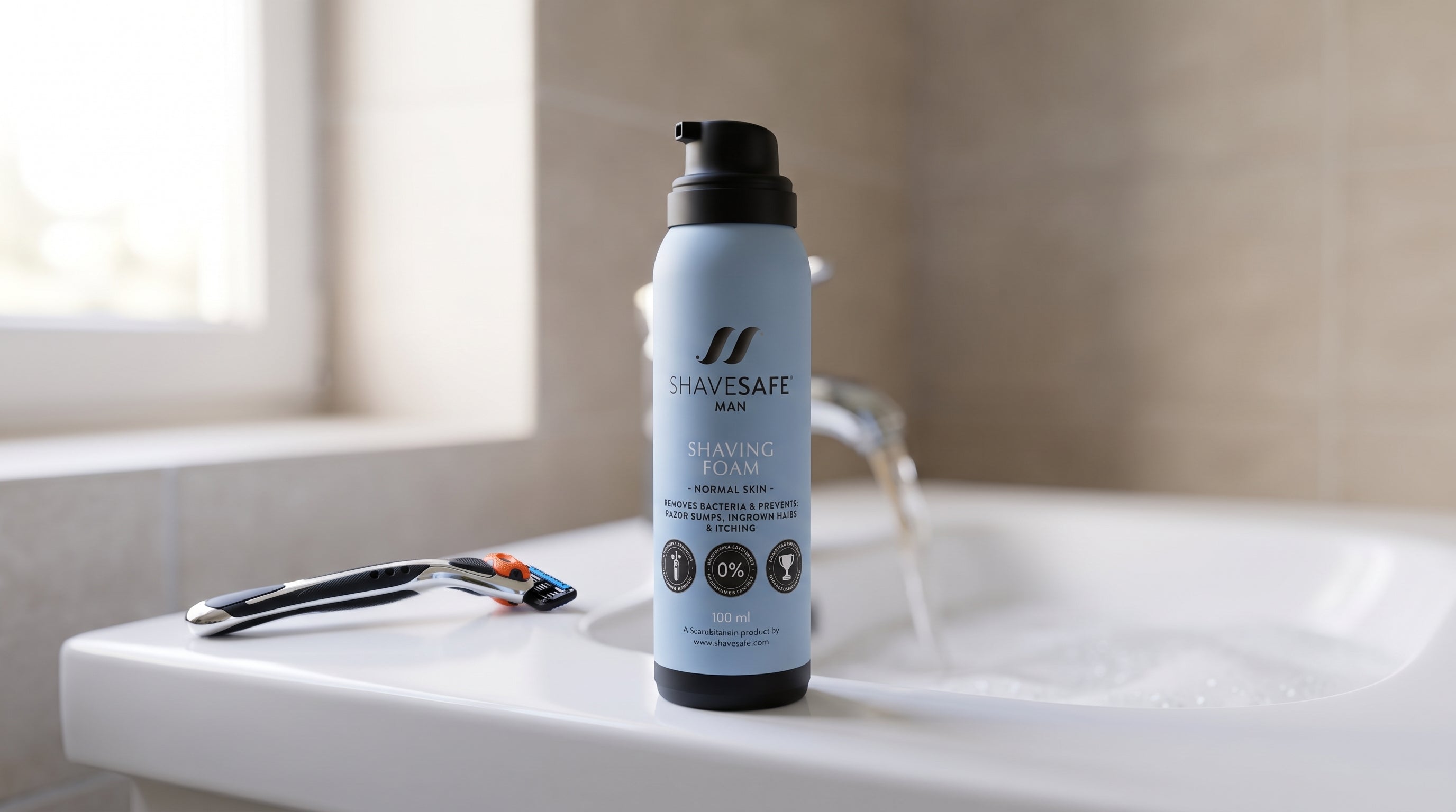 Peeling foer barbering med ShaveSafe. AI-genereret billede.