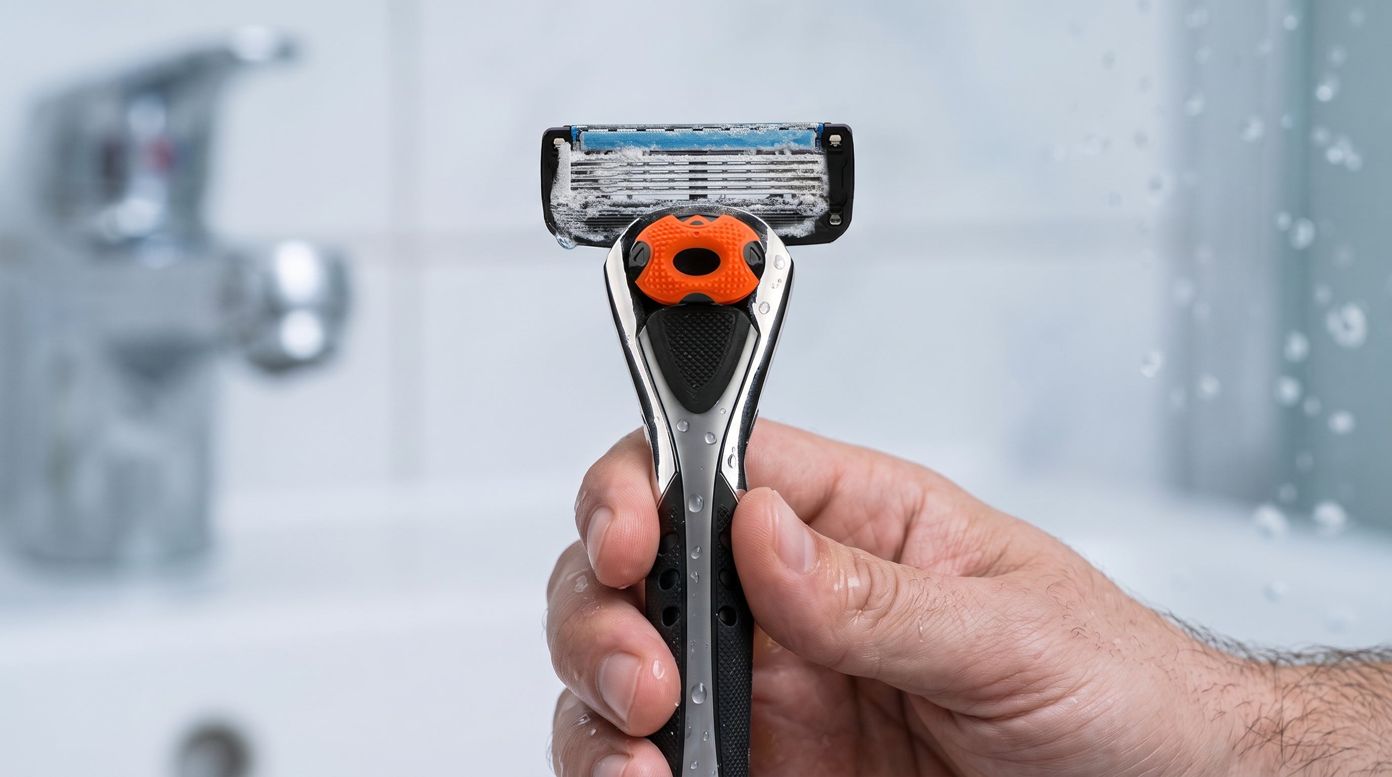 Haardt vand og barbering, med ShaveSafe. AI-genereret billede.