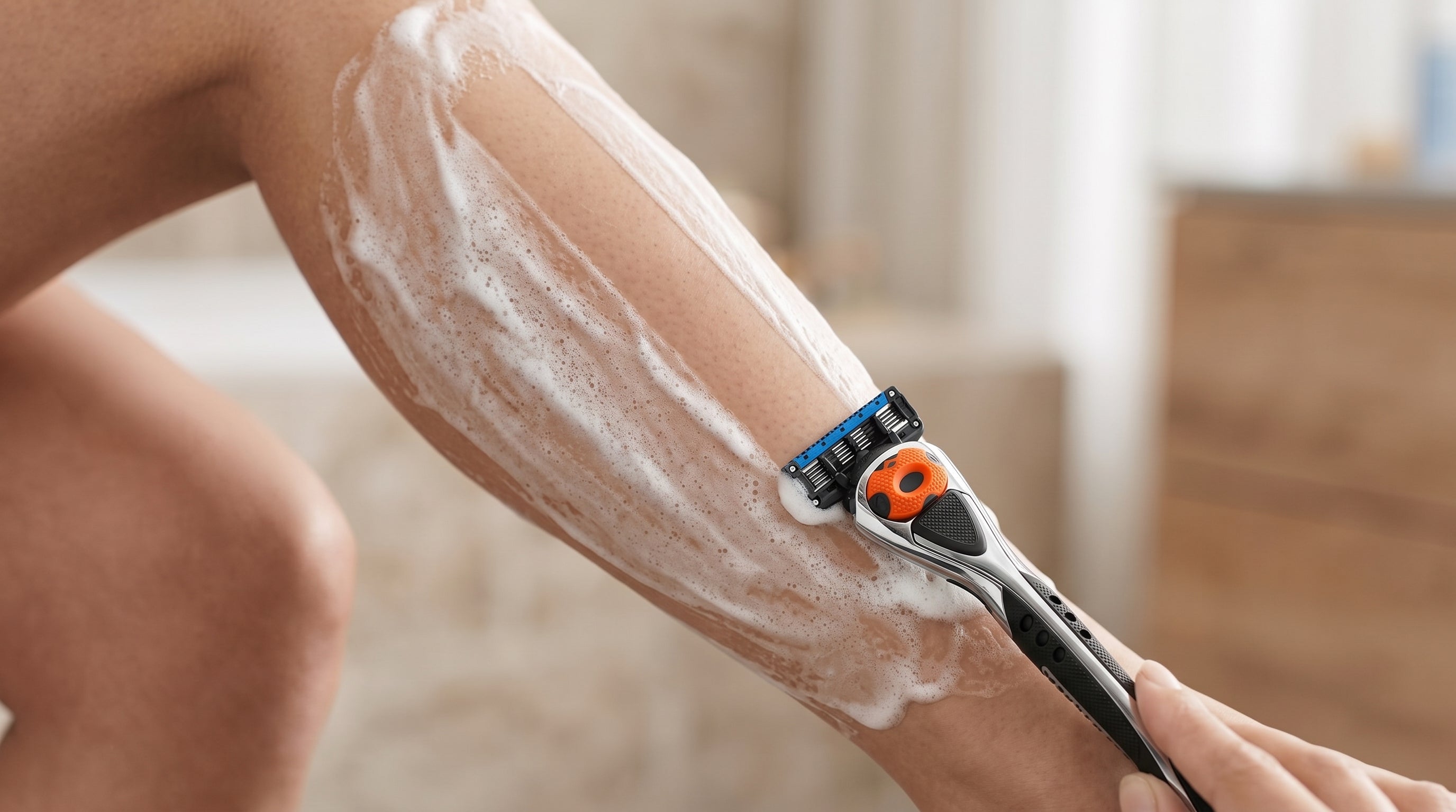 Skraber til ben for kvinder med sensitiv hud, fra ShaveSafe. AI-genereret billede.
