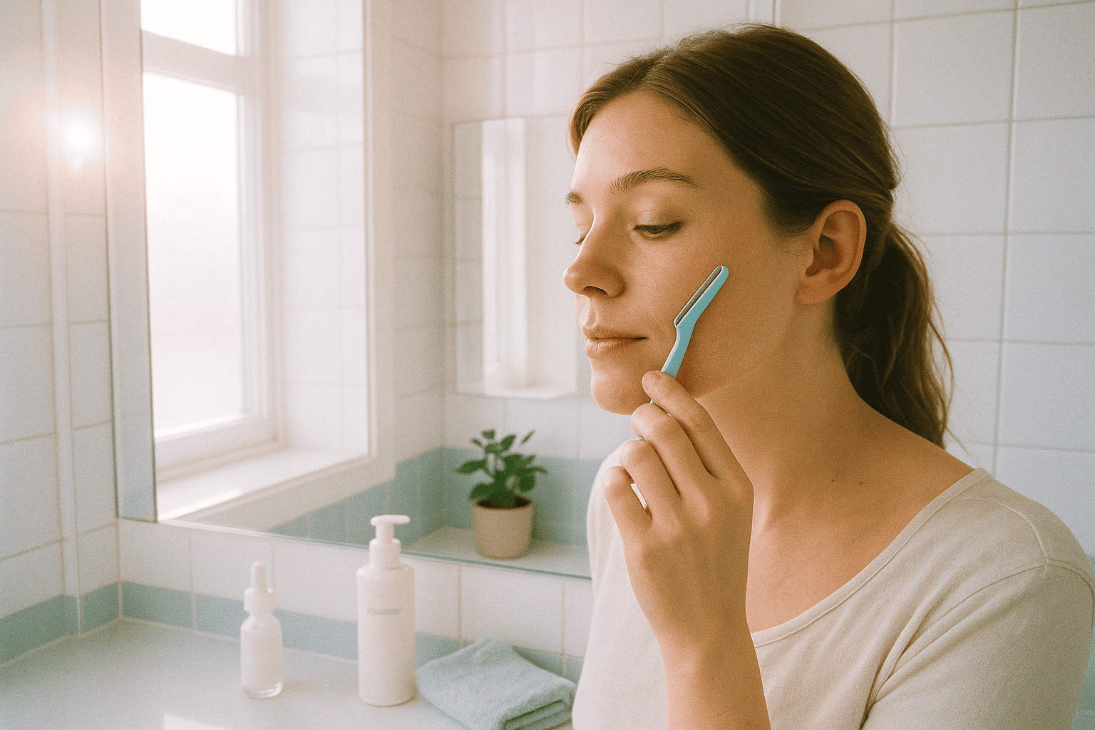 Women's facial hair: gentle dermaplaning with a razor at home