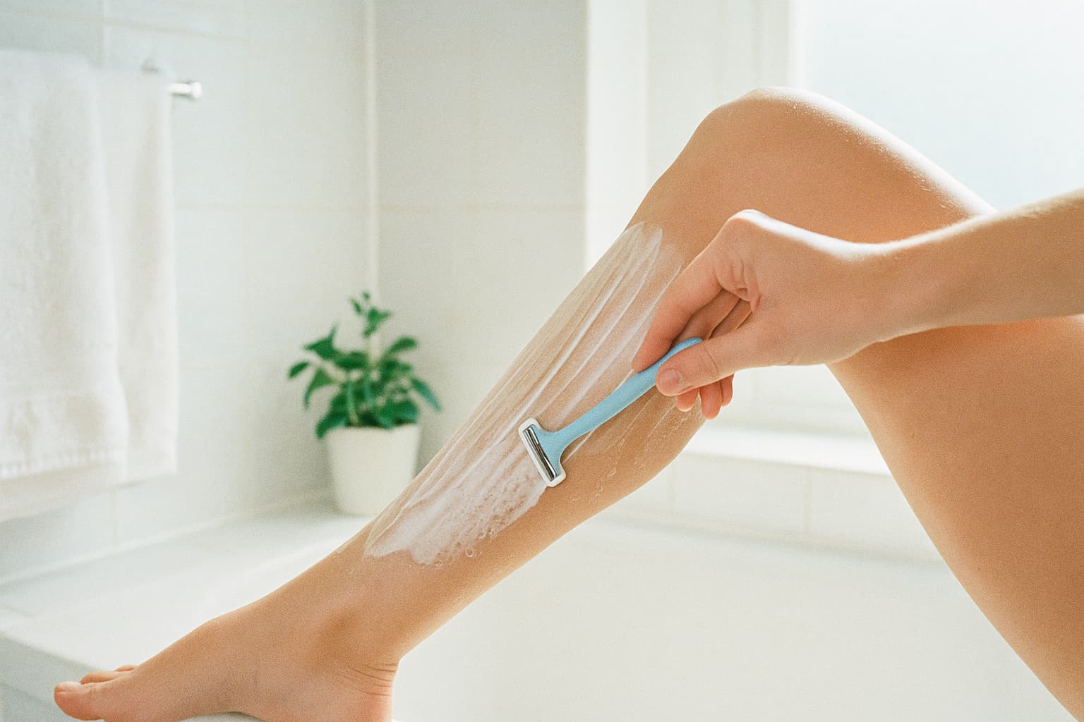Lower leg shaving that lasts longer: Technique, direction and pressure