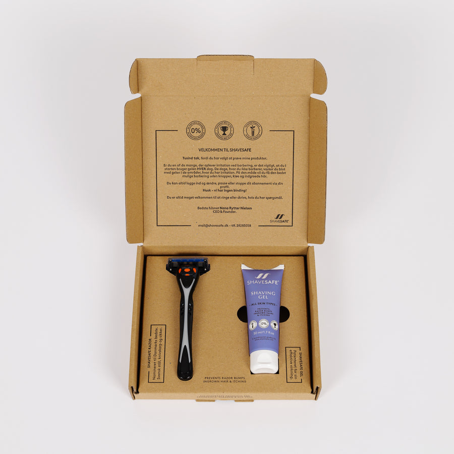 ShaveSafe-prøvepakken med gel og skraber